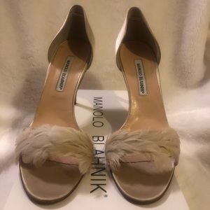 manolo blahnik feather heels